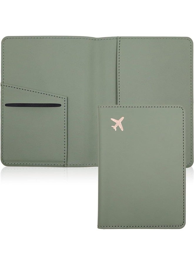 Muyixin حامل جواز سفر مقاوم للماء، محفظة جواز سفر مانعة لتقنية RFID، منظم مستندات السفر مع فتحات لحمل البطاقات للرجال والنساء (أخضر) - Image 1