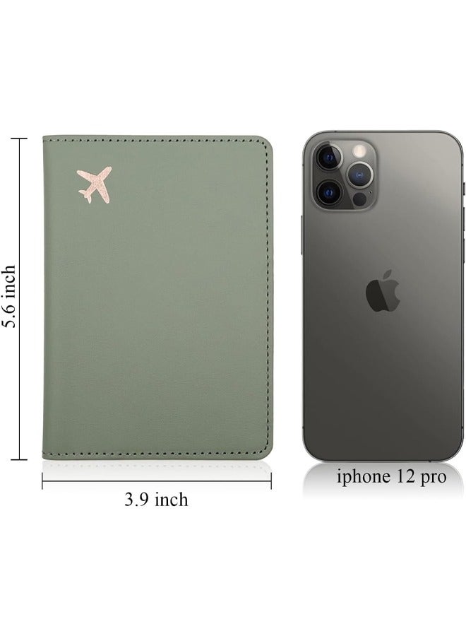 Muyixin حامل جواز سفر مقاوم للماء، محفظة جواز سفر مانعة لتقنية RFID، منظم مستندات السفر مع فتحات لحمل البطاقات للرجال والنساء (أخضر) - Image 2