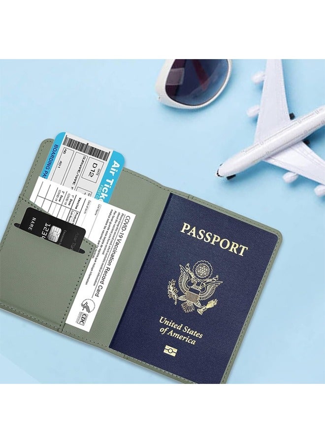 Muyixin حامل جواز سفر مقاوم للماء، محفظة جواز سفر مانعة لتقنية RFID، منظم مستندات السفر مع فتحات لحمل البطاقات للرجال والنساء (أخضر) - Image 4