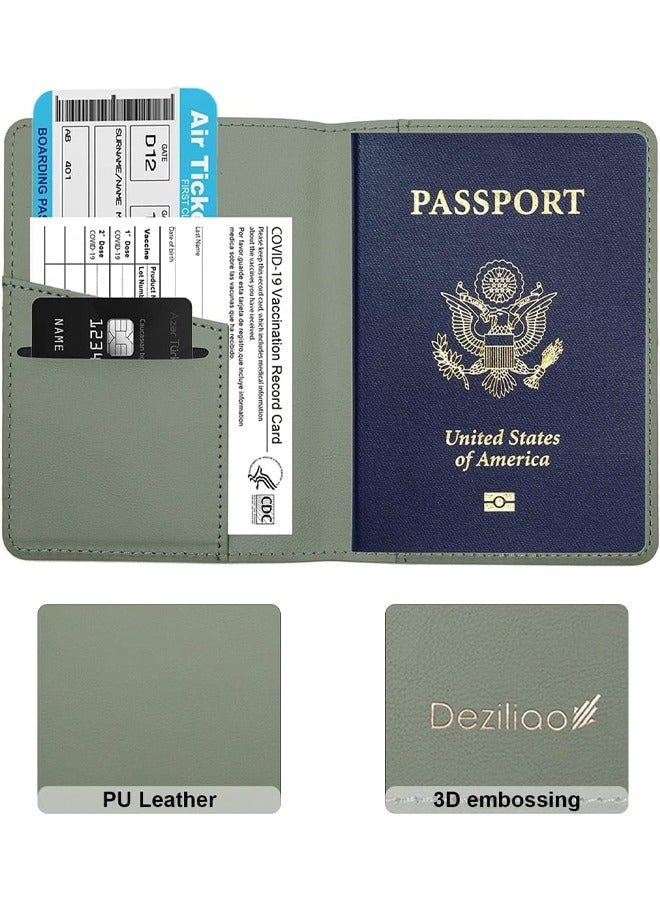 Muyixin حامل جواز سفر مقاوم للماء، محفظة جواز سفر مانعة لتقنية RFID، منظم مستندات السفر مع فتحات لحمل البطاقات للرجال والنساء (أخضر) - Image 5
