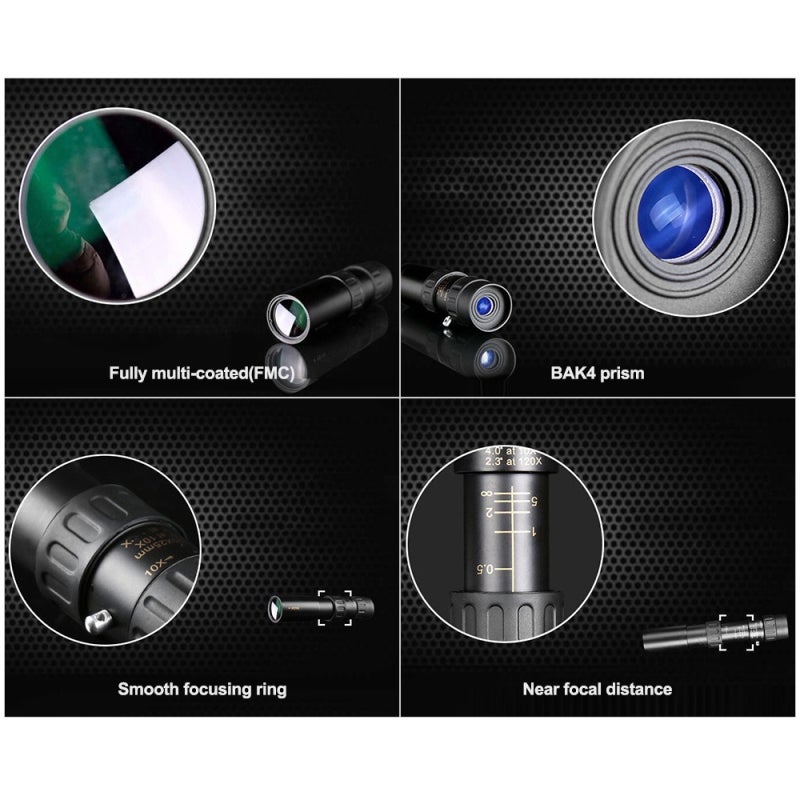 10x To 30x Compact Monocular Telescope: 25mm Multi Coated Lens BAK4 Prism For Clear Bright View - Twist Focus Retractable Design For Travel Birding Spectator Sports Concerts - Image 3