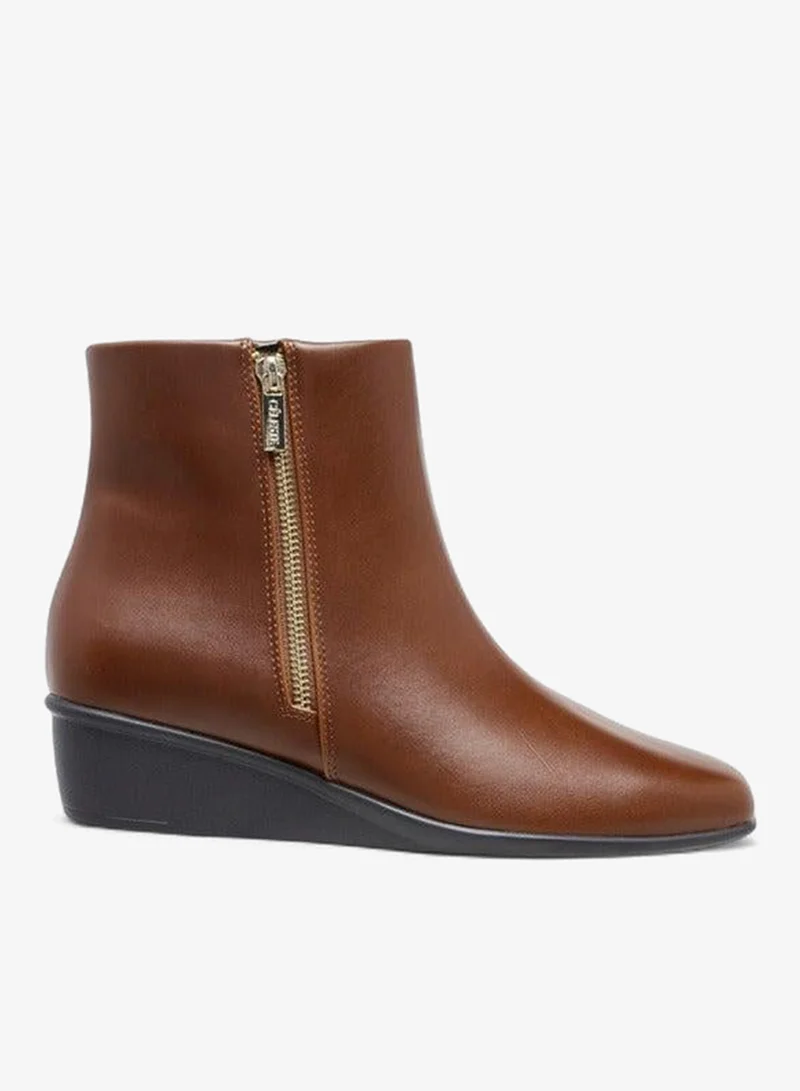 Celeste Women's Solid Wedge Heel Ankle Boots with Zip Closure