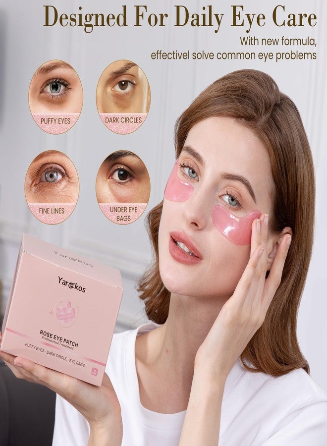 Yargkos 32 Pairs Pink Under Eye Patches, Rose Cooling Hydrating Eye Mask for Dark Circles Puffiness Puffy Eyes, Anti Wrinkle Collagen Undereye Pad, 32 Sets Women Travel Beauty Skincare Face Gel - Image 3