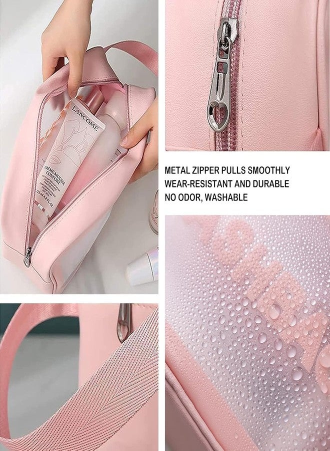 DRANZ مجموعة حقائب أدوات النظافة للسفر من درانز، 3 قطع، منظم مكياج كبير السعة بمقبض، حقيبة تخزين شفافة مقاومة للماء للسفر للفرش والملحقات، للرجال والنساء، محمولة بسحاب، مصنوعة من مادة PVC شفافة - Image 3