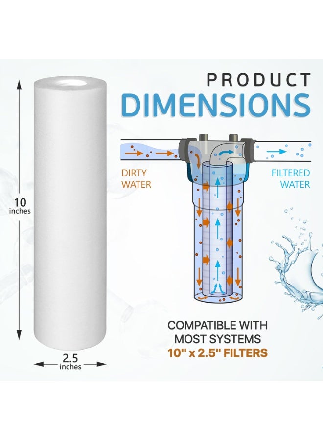 Ronaqua خرطوشة فلتر مياه روناكوا 5 ميكرون 10"x2.5"، معتمدة من NSF، 4 طبقات من الترشيح لأي وحدات RO بطول 10 بوصات وأنظمة منزلية، متوافقة مع كوليجان P5، AP110، WHKF-GD05، عبوة 6 - Image 4