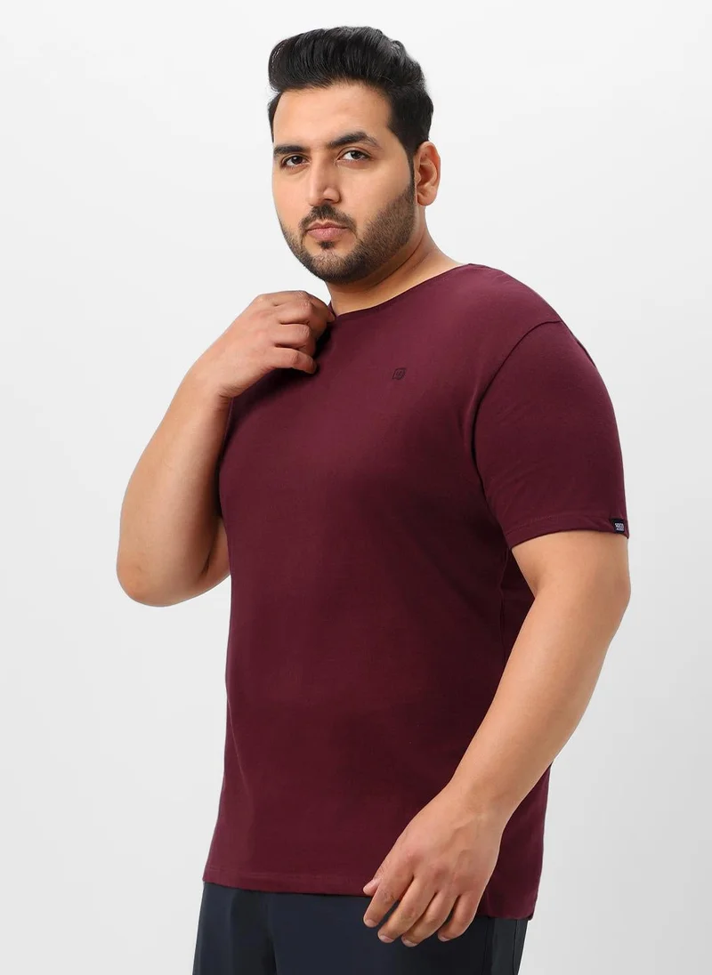 Urbano Fashion  Urbano Plus Men's Maroon Solid Regular Fit Round Neck Cotton T-Shirt for Men | Best Price UAE