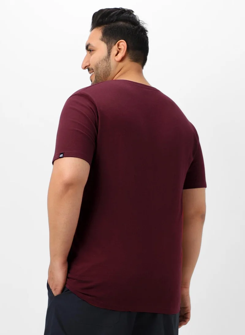 Urbano Fashion  Urbano Plus Men's Maroon Solid Regular Fit Round Neck Cotton T-Shirt for Men | Best Price UAE