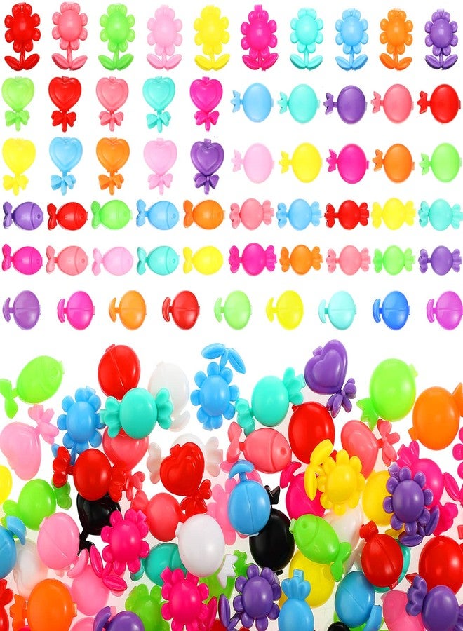 Janinka 120 Pieces Self Hinge Plastic Hair Clips Hair Barrettes for Girls Multi Coloured Flower, Candy, Fish 80s 90s Mini Cartoon Design Barrettes Pins for Toddler Girls - Image 1