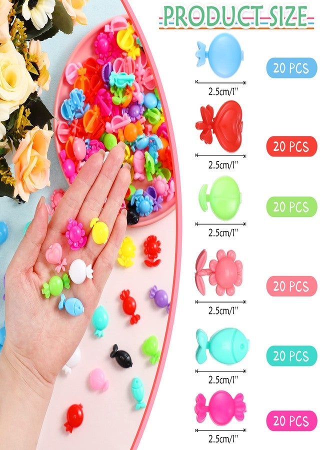 Janinka 120 Pieces Self Hinge Plastic Hair Clips Hair Barrettes for Girls Multi Coloured Flower, Candy, Fish 80s 90s Mini Cartoon Design Barrettes Pins for Toddler Girls - Image 2
