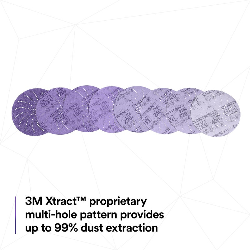 3M Xtract Cubitron II Hookit Clean Sanding Film Disc 775L, 6 in, 15 Piece Multi-Pack Hook and Loop S - Image 3