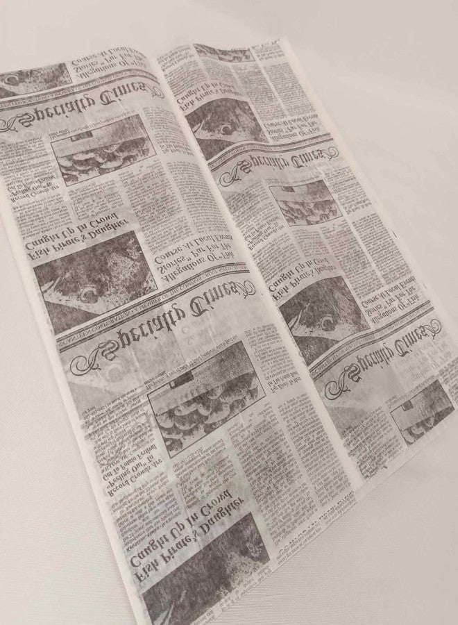 Oasis Supply, Deli Paper Sheets Sandwich Wrap Paper - Food Wrapping Grease Resistant Checkered Basket Liners, 12" x 12" (Newspaper Print, 100 Count) - Image 1