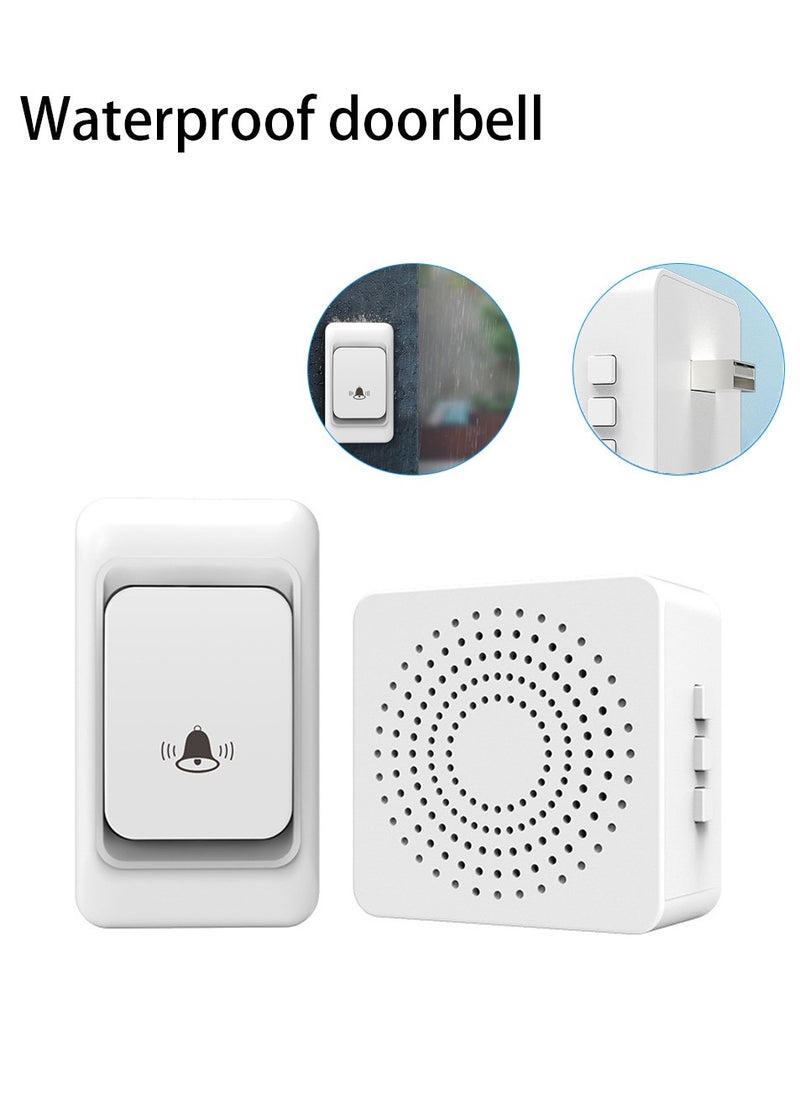 Generic Wireless Doorbell, 400m Range, USB Port Outdoor Waterproof Door Chime with 38 Melodies,5 Volume Levels,House Bell, Expandable Bell for Home Office, Black  - Image 2