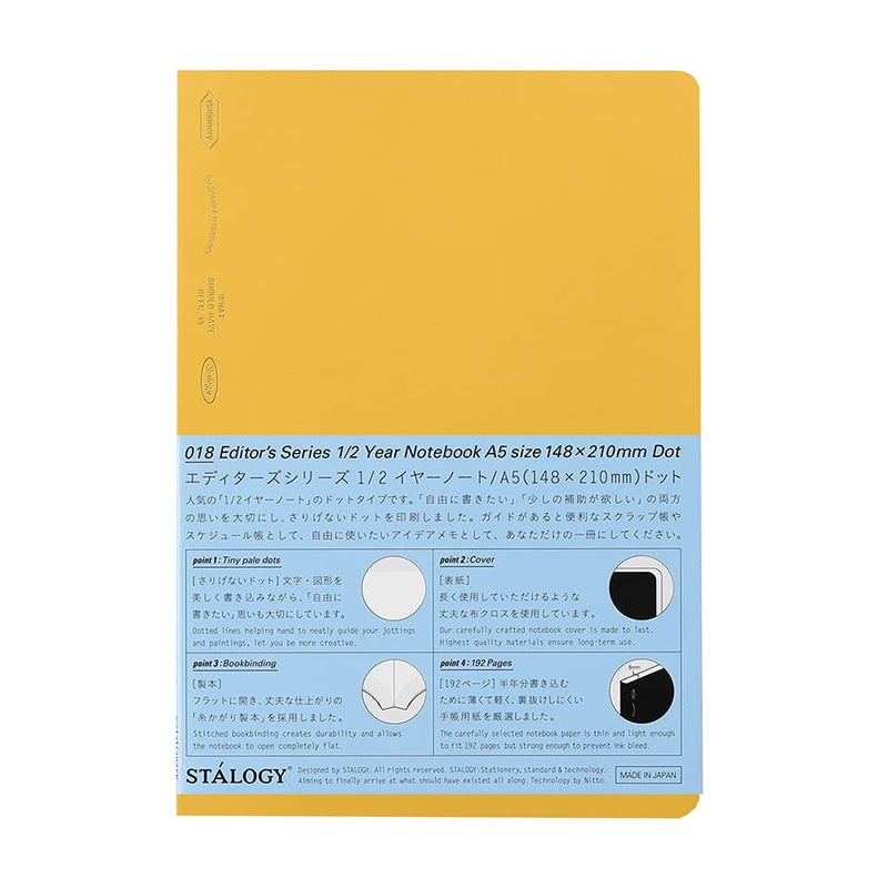 ãƒ‹ãƒˆãƒ ã‚º(Nitoms) Nitoms S4154 STALOGY Notebook, 1/2 Ear, A5, Dot Square, Yellow - Image 1