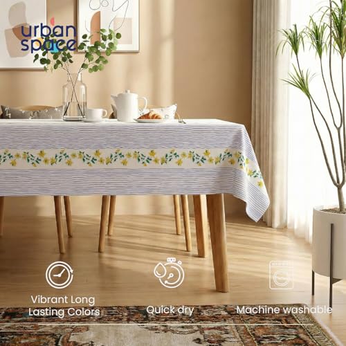 Urban Space Table Cover for Dining 6 Seater, Water, Dust and Stain Resistant Dining Table Cloth for 6 Seater, Anti Skid Cover Cloth for Center Table, Home Decor (Vine Lines Blue- 52"x92") - Image 3