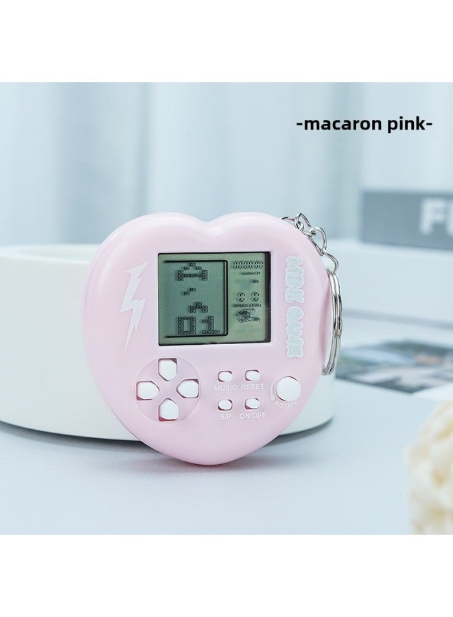 Exclusive Love Peach-shaped Handheld Mini Video Game Machine Tetris Game Machine Keychain Toy-Color:Macaron Powder  - Image 1