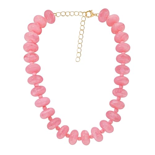 CIOOU Chunky Beaded Necklace for Women Large Big Bead Choker Necklaces Trendy Boho Bold Statement Beads Neck Summer Jewelry Accessories pink - Image 1