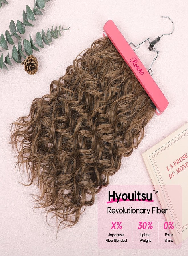 ريتشو وصلات شعر مجعد من REECHO، 4 قطع بطول 16 بوصة، وصلات شعر قصيرة مجعدة، وصلات شعر طبيعية غير مرئية للنساء، لون بني فاتح - Image 3