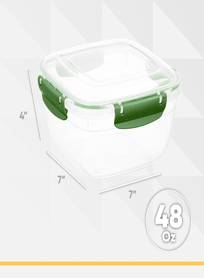 Superio Pack of 4 Plastic Food Storage Containers with Airtight Lids for Kitchen Pantry,- 6 Cups, 48 Oz, BPA Free, Leakproof, Stackable Sealed Containers,- Microwave, Dishwasher, Freezer Safe, Green - Image 2