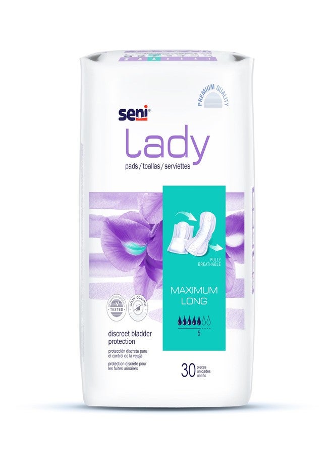 Seni Lady Premium maximum long Bladder Control Pads - 30 pcs, Fully Breathable | Travel Friendly | Incontinence Protection | Absorbent | Skin-Friendly | Discreet & Comfortable - Image 1