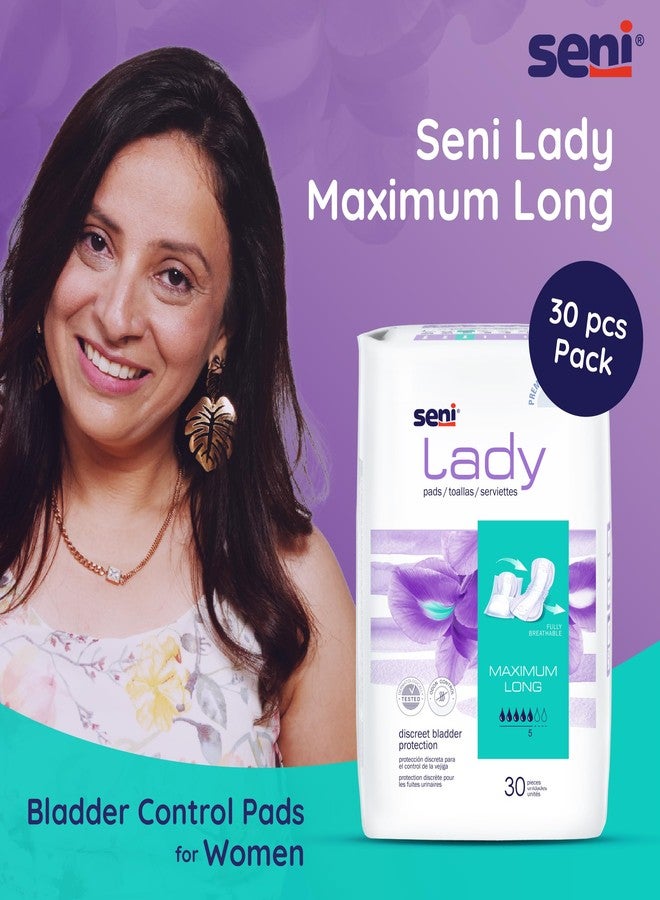 Seni Lady Premium maximum long Bladder Control Pads - 30 pcs, Fully Breathable | Travel Friendly | Incontinence Protection | Absorbent | Skin-Friendly | Discreet & Comfortable - Image 2