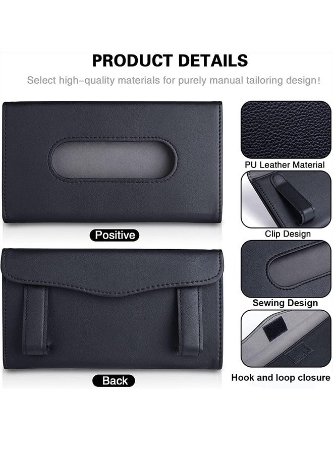 مجيد حامل علبة مناديل للسيارة، حامل مناديل للسيارة، حافظة مناديل للسيارة، مشبك مناديل ورقية معلق، علبة مناديل من جلد البولي يوريثان، كرتون ورقي، حامل قناع للسيارة (أسود) - Image 4