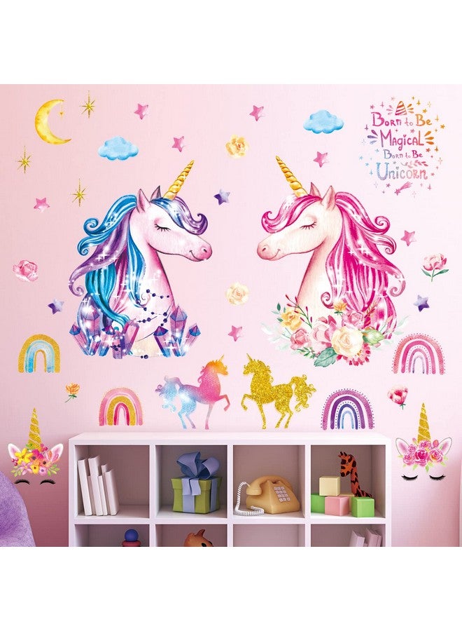Decowall Ds8049 Magical Unicorn Wall Decals Stickers Kids Peel And Stick Nursery Décor Girls Bedroom Room Art Birthday Baby Home Party Decorations Living Playroom Toddler Little Princess Childrens - Image 1