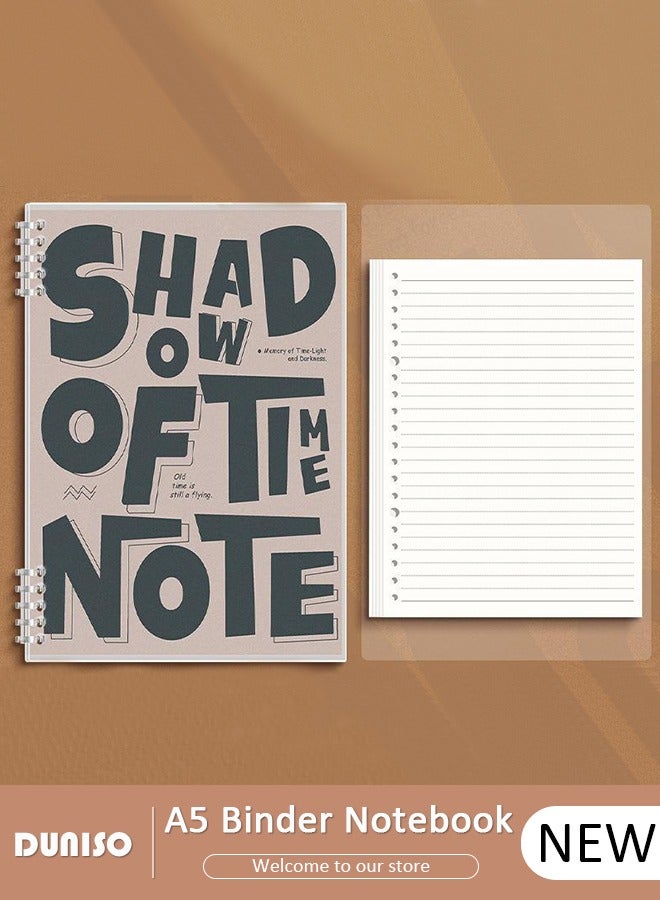 DUNISO A5 60 Pages Loose Leaf Notebook with Waterproof Case Simple Student Loose Leaf Paper Diary Round Hole Removable Loose-Leaf Notebook Business Notebook for Student Office Writing - Image 1