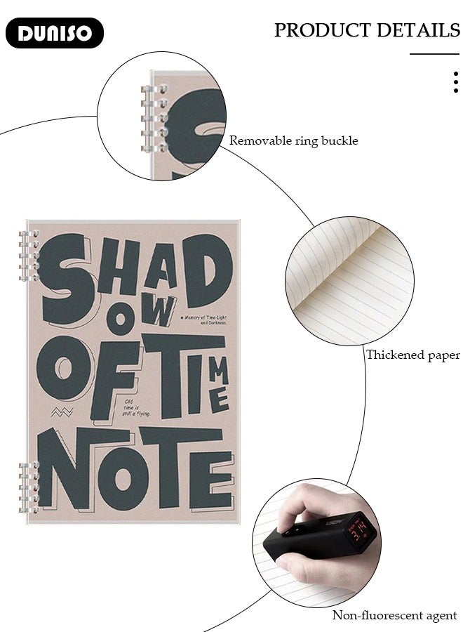 DUNISO A5 60 Pages Loose Leaf Notebook with Waterproof Case Simple Student Loose Leaf Paper Diary Round Hole Removable Loose-Leaf Notebook Business Notebook for Student Office Writing - Image 2