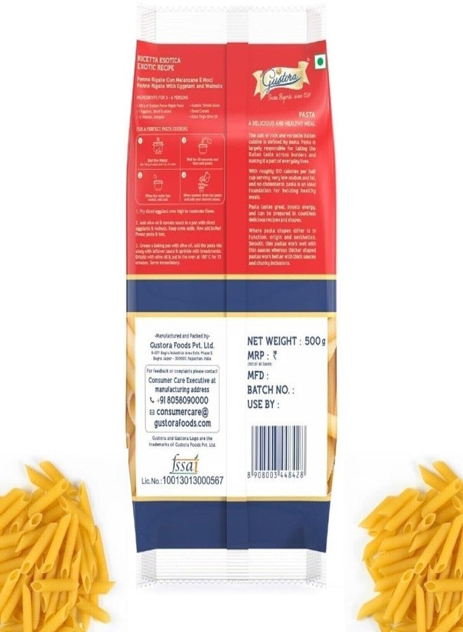 Gustora Healthy Penne Rigate & Rigatoni Pasta Combo Made Of Durum Wheat Semolina I Rich In Protein& Fibre I Zero Cholesterol I Vegetarian I No Trans - Fat I Cooking Time 10 Min - 700 Gm - Image 3