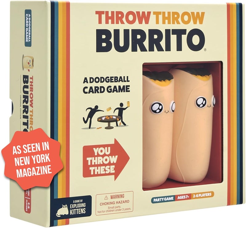 Exploding Kittens Throw Throw Burrito 2-6 Players - Ages 7+ - 15 Minutes to Play - Dodgeball Card Game - Party Game, Family Game Night, Kid and Adult Card Game - Image 1