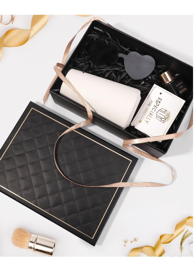 3 Pieces Black Gift Box with Lid Gift Box ( 25 x 18.5 x 5 cm), Rectangular Foldable,Suitable for Bridesmaid Proposal Box,Wedding,Ramadan, Christmas,Halloween, Birthday Gift Packaging - Image 2