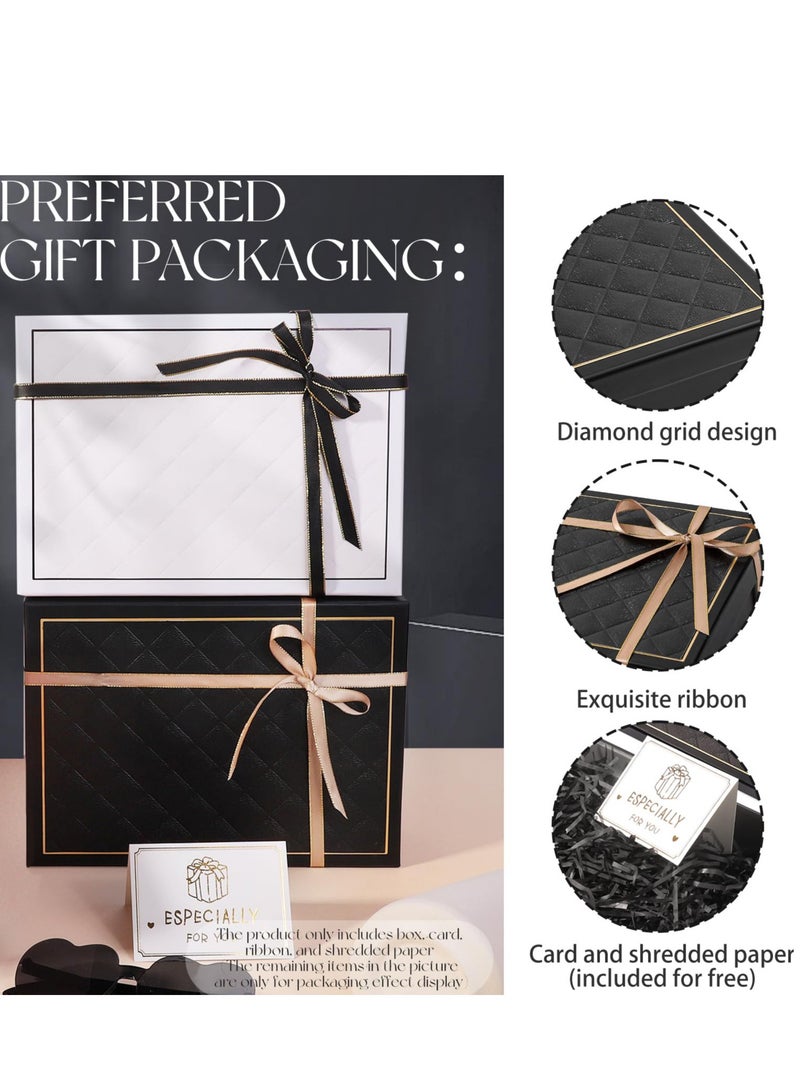 3 Pieces Black Gift Box with Lid Gift Box ( 25 x 18.5 x 5 cm), Rectangular Foldable,Suitable for Bridesmaid Proposal Box,Wedding,Ramadan, Christmas,Halloween, Birthday Gift Packaging - Image 3