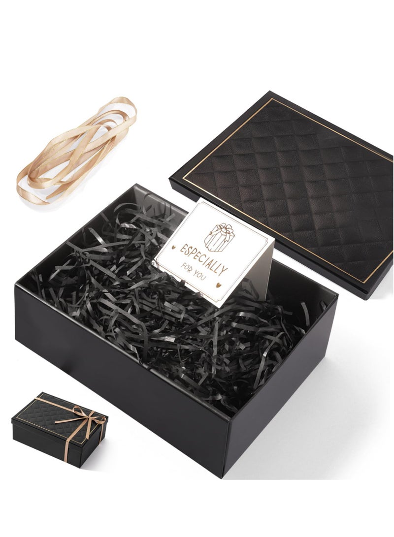 3 Pieces Black Gift Box with Lid Gift Box ( 25 x 18.5 x 5 cm), Rectangular Foldable,Suitable for Bridesmaid Proposal Box,Wedding,Ramadan, Christmas,Halloween, Birthday Gift Packaging - Image 4