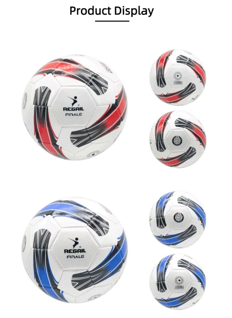 REGAIL - Football Official Match Size 5 PU Leather Star Shape - High Quality Soccer Practice Training Ball - Professional Bola Sepak Sport Competition - Image 1