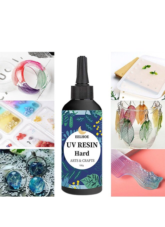EELHOE UV Resin, 100g Crystal Clear Hard Cure UV Curing Epoxy Resin For DIY Jewelry Making, Home Decor, Clear Solar Curing Sun Active Resin For Resin Molding, Casting And Coating (100g)  - Image 1