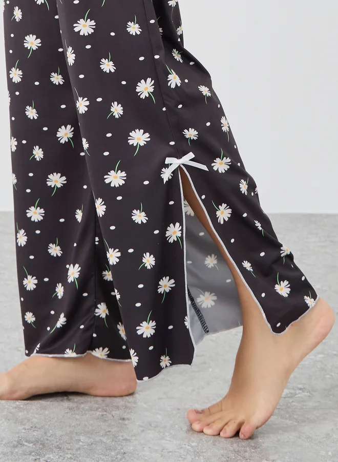 Styli Styli Button Front Short Sleeve Top and Pyjama Set