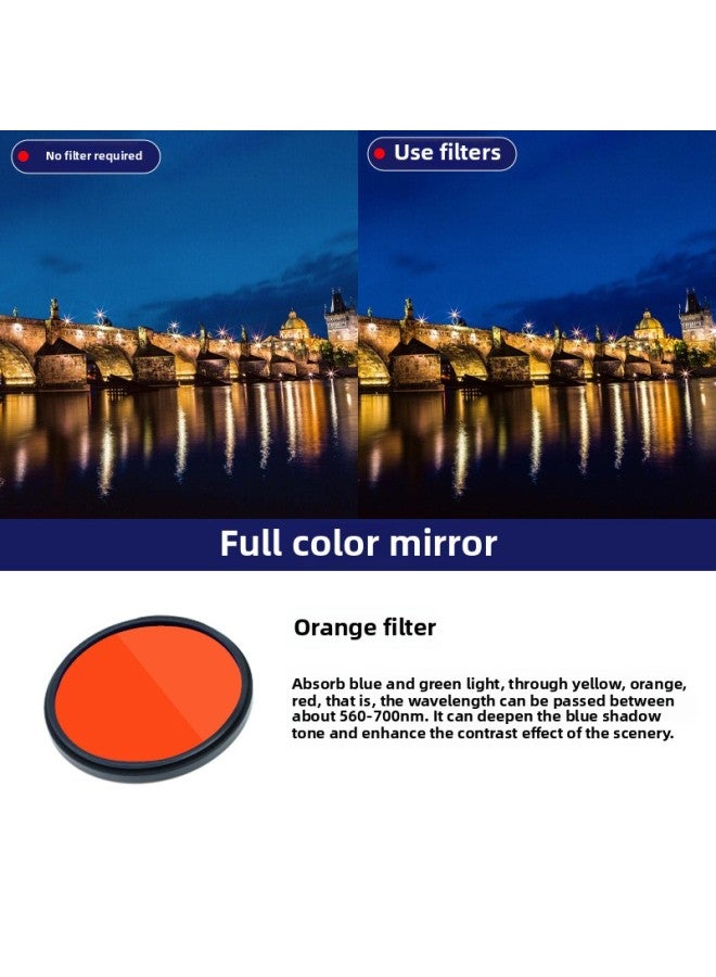 SLR Camera Full Color Filter 52586777 Yellow Orange Red Green Blue Purple Full Color Round Filter Diving Balance Piece-Color:Orange-Dimensions:25mm (customized)  - Image 1