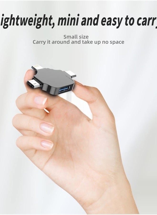 Lightning Male to USB Female Adapter OTG Cable Compatible with iPhone Micro A Type C Android Thunderbolt3 Port Adaptador Connector Microusb USBC Cell Phone Camera,2.0 Flash Drive,Mouse,Keyboard,Midi