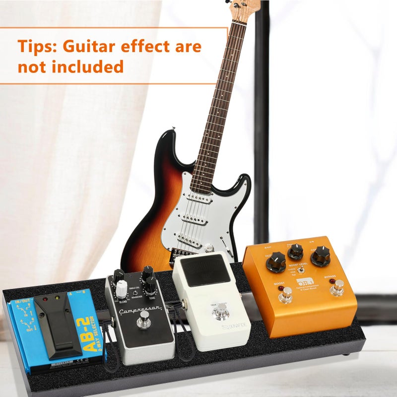 GOGHOST Small Guitar Pedal Board, 15x5.7x1.18", Aluminum Alloy Black Effects Mini Pedal Board with Adhesive Hookside Tape - Image 5