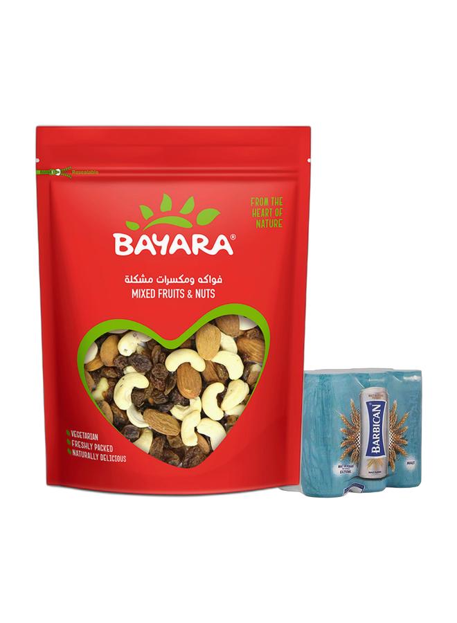 noon Bayara Mixed Dried Fruits And Nuts 400grams + Barbican Malt Beverage, Can, 250ml X 6 Pack of 6 - Image 1
