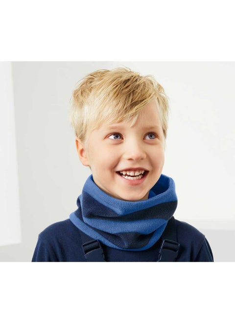 Boys Stripe Fuzzy Microfleece Scarf, Navy Blue