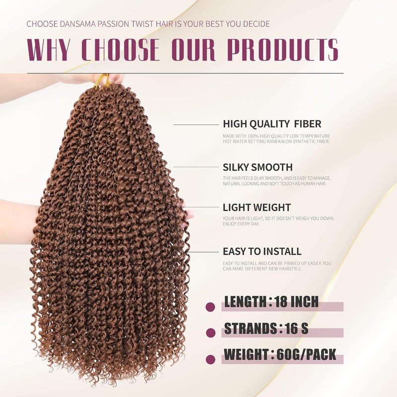 Dansama Passion Twist Hair Water Wave Braiding Hair for Butterfly Style Crochet Braids Bohemian Hair Extensions (18inch, #30, Economy Pack) - Image 3