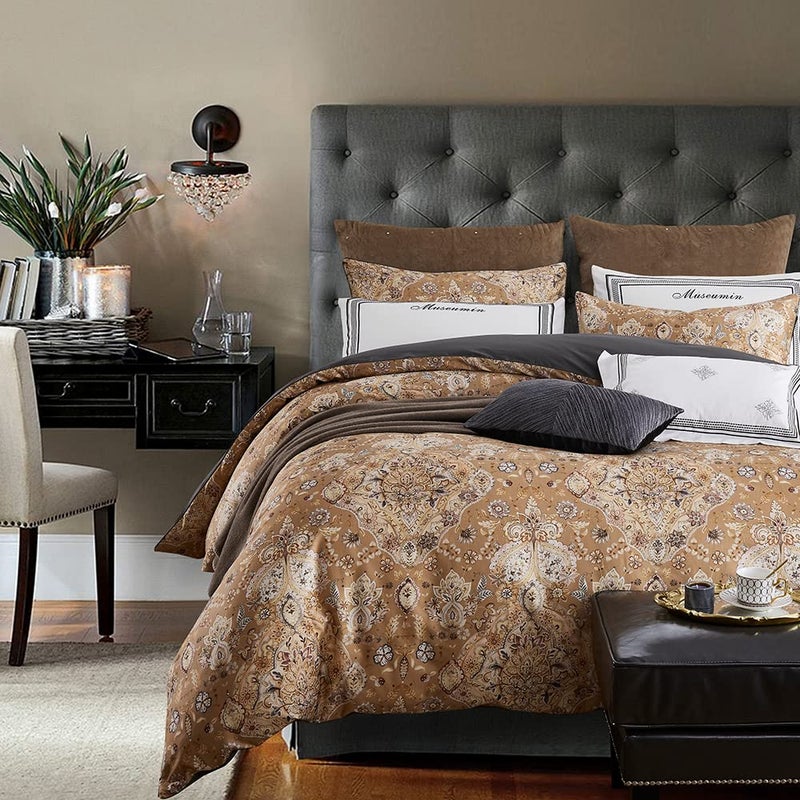 Cupocupa Duvet Cover Queen Size Set Boho Floral Pattern Duvet Cover Queen for Queen Size Bed Vintage Soft Bedding Leaf Print Paisley Duvet Cover with Pillowcases