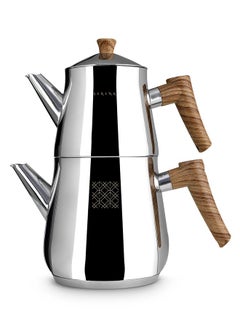 Serenk Stainless Steel Turkish Teapot Set, 1L Teapot & 2L Lower Pot, Double-Stacked Design, Induction Compatible, Mirror Polished Finish, Serenk Definition Series  - Image 1