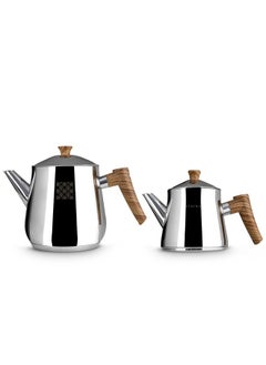 Serenk Stainless Steel Turkish Teapot Set, 1L Teapot & 2L Lower Pot, Double-Stacked Design, Induction Compatible, Mirror Polished Finish, Serenk Definition Series  - Image 2