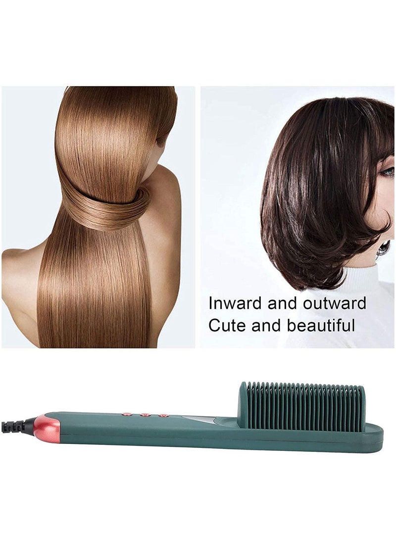 فرشاة فرد الشعر الكهربائية ، مشط تجعيد تسخين مزدوج الاستخدام (أخضر) - Image 3