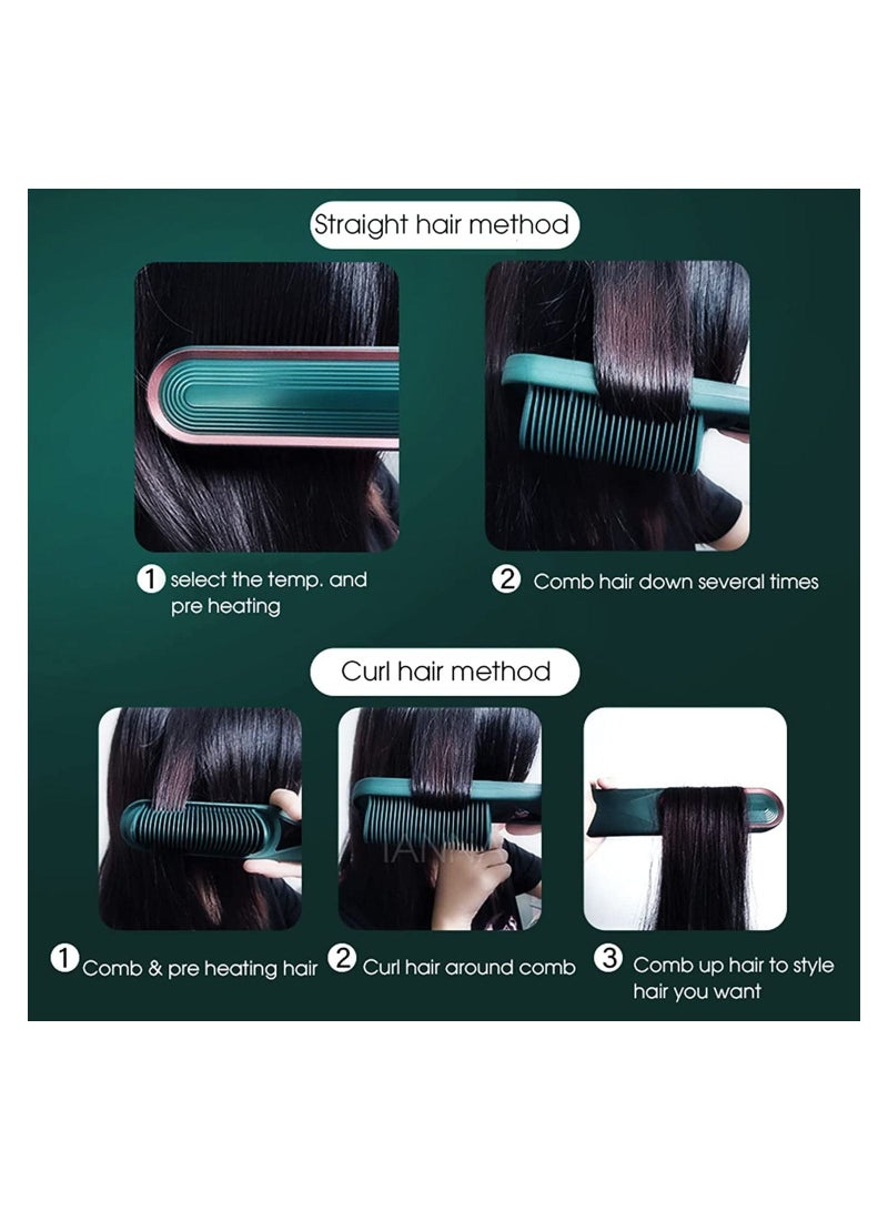 فرشاة فرد الشعر الكهربائية ، مشط تجعيد تسخين مزدوج الاستخدام (أخضر) - Image 4