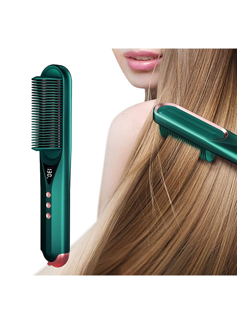 فرشاة فرد الشعر الكهربائية ، مشط تجعيد تسخين مزدوج الاستخدام (أخضر) - Image 1