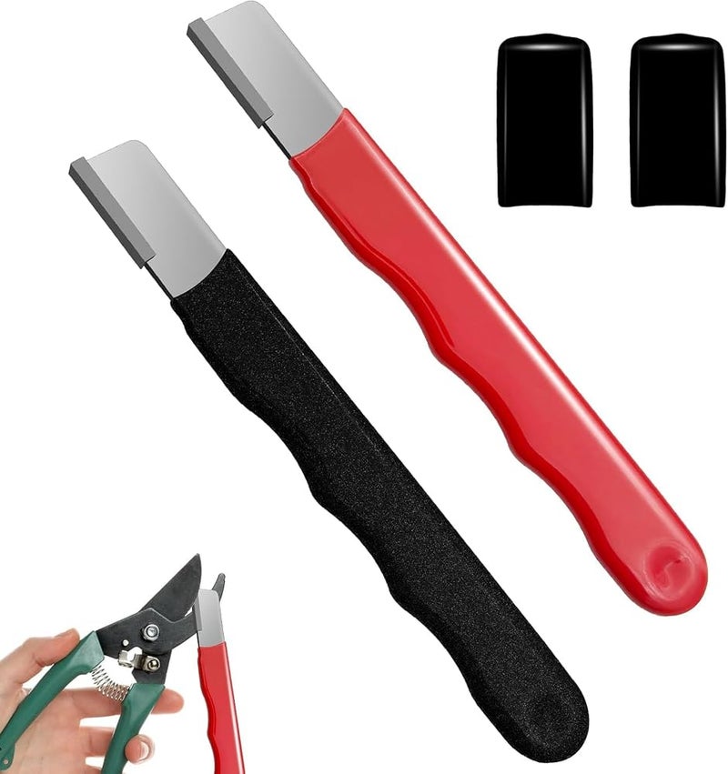 TERRIFI Garden Tool Sharpener, Blade Sharpening Instrument for Hedge Shears, Pruners, Scissors, Knives, Mini Portable for Lawn, Yard, Farming Tackle, Gardening Maintenance (2 Pack, Black&Red) - Image 1