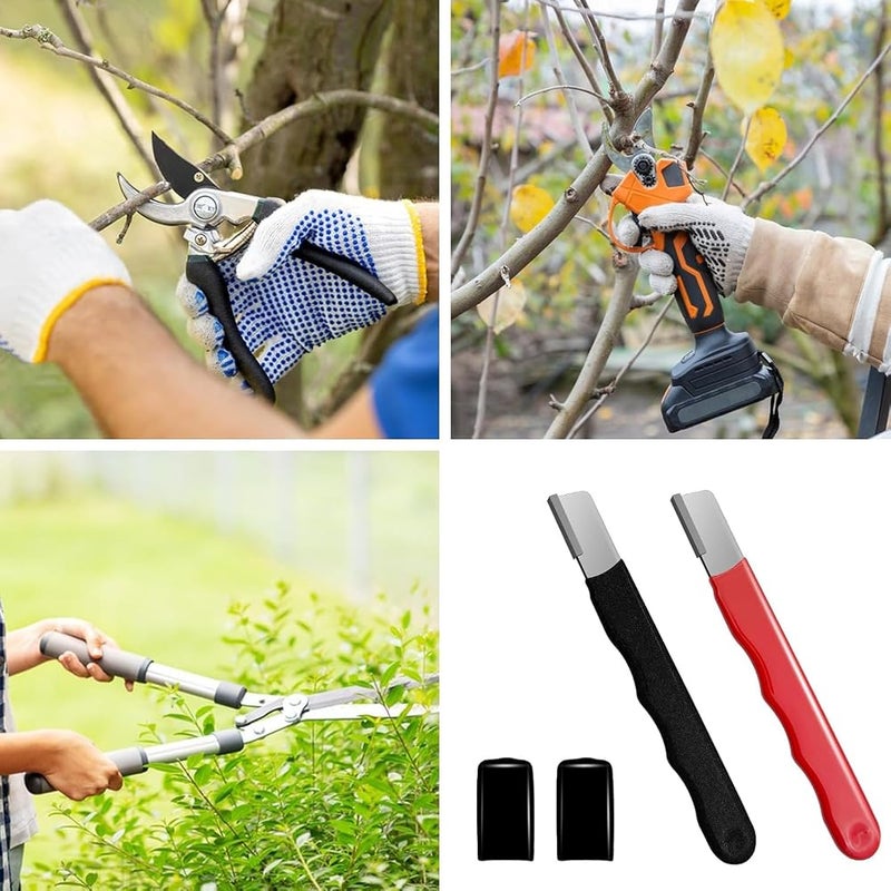 TERRIFI Garden Tool Sharpener, Blade Sharpening Instrument for Hedge Shears, Pruners, Scissors, Knives, Mini Portable for Lawn, Yard, Farming Tackle, Gardening Maintenance (2 Pack, Black&Red) - Image 2